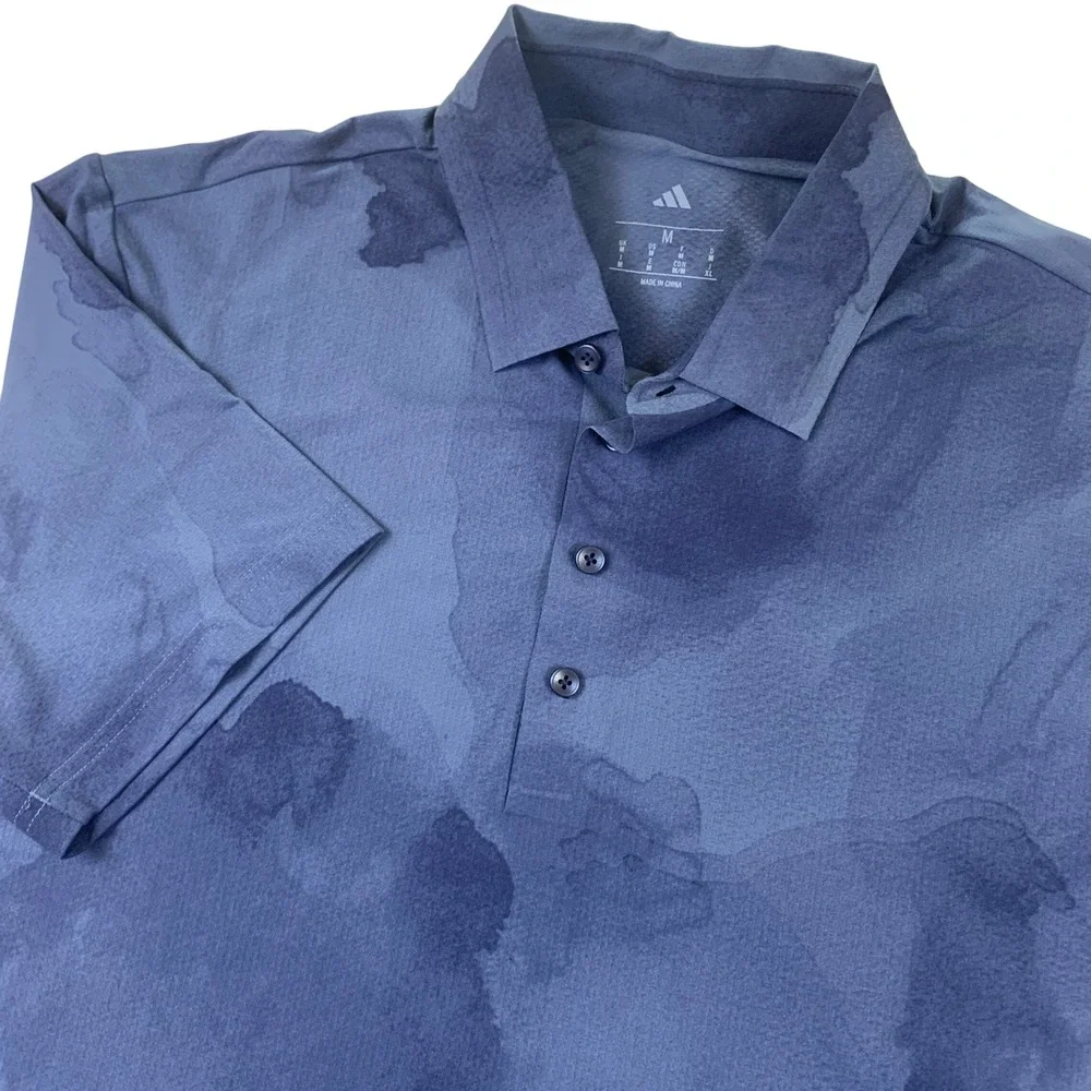 Adidas Golf Mens Polo Shirt Blue Watercolor Cloud Print IM7895‎ Size Medium